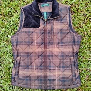 Lauren Ralph Black and Brown Plaid Vest